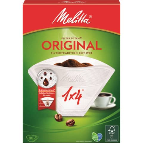 Kaffeefilter, 1x4, Aromapor, 80 Stück, weiß MELITTA 374293