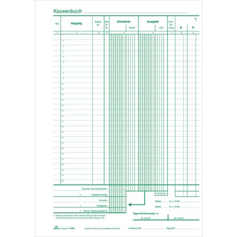 Kassenbuch - mit Umsatzsteuererfassung - SD, A4, 2 x 40 Blatt RNK 3155