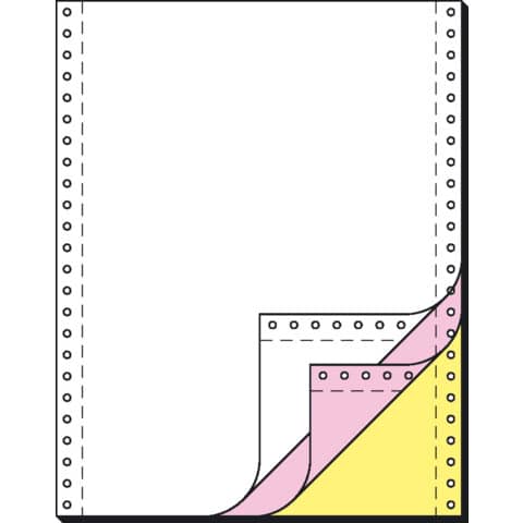 Computerpapier, A4, 3-fach, 60g/m², 600 Blatt, blanko, weiß/rosa-gelb SIGEL 33243