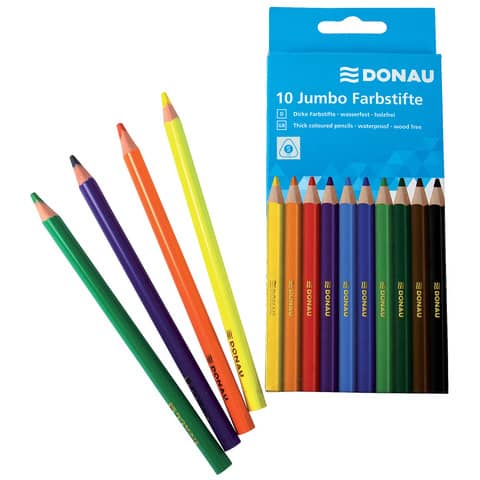 Farbstifte Jumbo, 10 Stück, Blister, in Karton-Etui DONAU 3810003-99