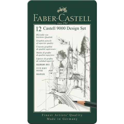 Bleistift Design Set Castell® 9000, 5B-5H, 12 Stück FABER CASTELL 119064