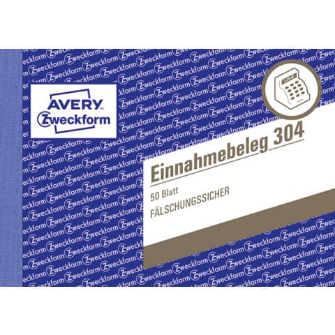 Einnahmebeleg, A6 quer, 50 Blatt, grün AVERY ZWECKFORM 304