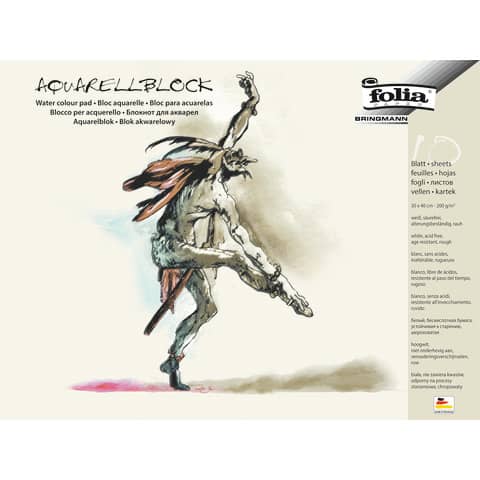 Aquarellblock, 30 x 40 cm, 200g/m², 10 Bogen FOLIA 8333