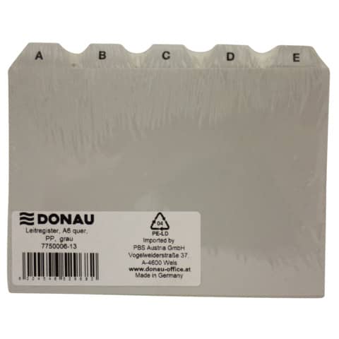 Leitregister, A6 quer, PP, grau DONAU 7750006-13