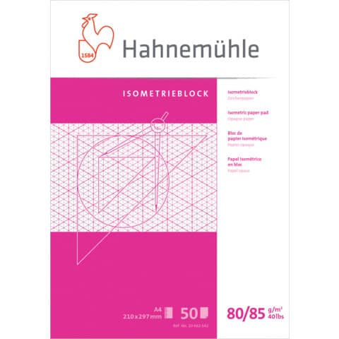 Isometrieblock, A4, 80g/m², 50 Blatt, rautiert HAHNEMÜHLE 10662642