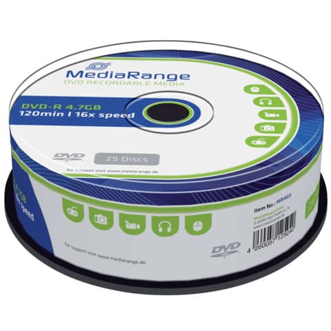 DVD-R 25er Spindel   4,7Gb120min. MEDIARANGE MR403