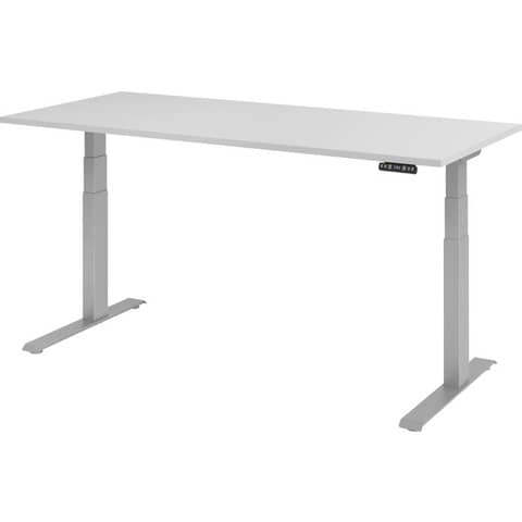 Schreibtisch C-Fuß - 180 x 64-129 x 80 cm, elektrisch höhenverstellbar, grau/silber HAMMERBACHER MONT.VXDKB19/5/S