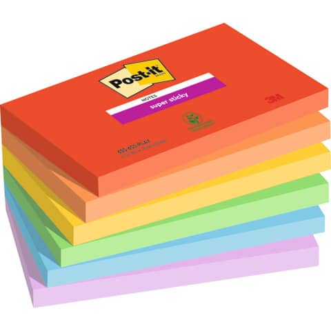 Haftnotizblock Super Sticky Notes Playful Collection, 127x76mm, 6x90 Blatt, sortiert POST-IT 655-6SS-PLAY