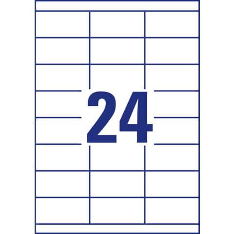Universaletiketten, 70x33,8mm, 2400 Stück, weiß AVERY ZWECKFORM 3664